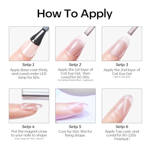 Modelones Cat Eye Gel Nail Polish Set, 6 Colors Nude Pink Brown (A-0 Nude Pink Honey) - Glitter Gel Polish