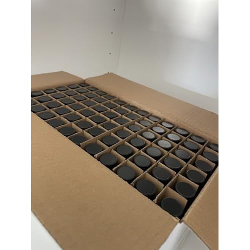 1/2 Oz Boston Round Amber Glass Bottle With Black Phenolic Polycone Liner Caps- 144 PACK; Perfect For Perfumes, Essential Oils, Aromatic Blends, Bath and Body, Reagent Liquids 15ml