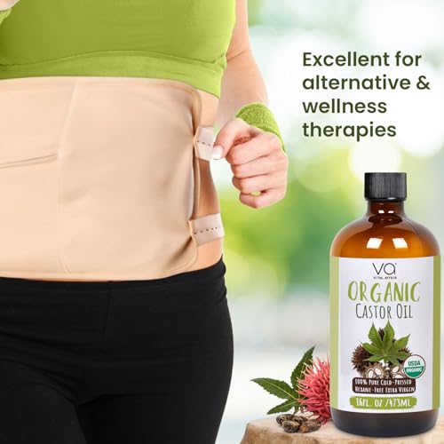 Organic Castor Oil Cold Pressed 16oz Glass Bottle with Pump