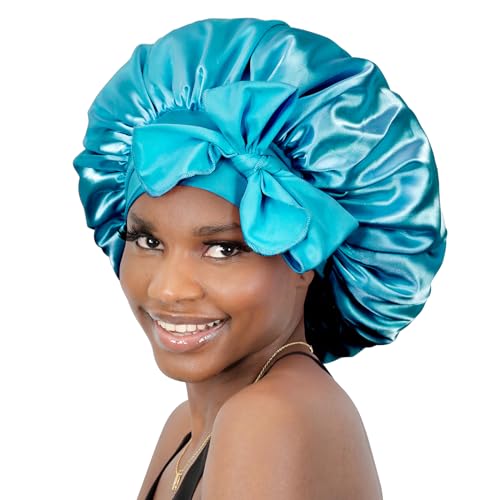 BONNET QUEEN Silk Bonnet for Sleeping Women Satin Bonnet Hair Bonnet Night Sleep Cap Scarf wrap for Curly Hair with tie Band Purple