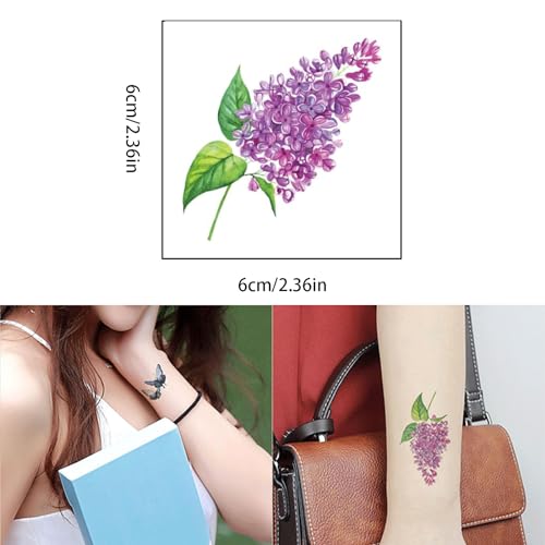 Flower Temporary Tattoos for Women - 80 Sheet Waterproof Stickers