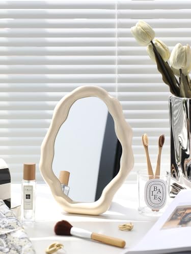 Cloud Makeup Mirror with Adjustable Stand - White