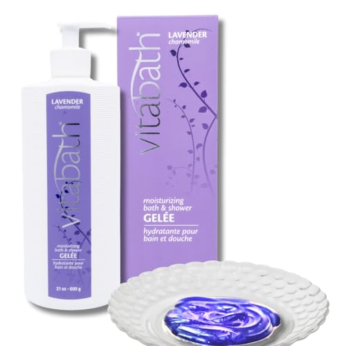 Vitabath Lavender Chamomile Moisturizing Bath & Shower Gel Wash Calming & Hydrating Botanical Skin-Softening Skincare, Body Cleanser & Foaming Gelee - 21 oz