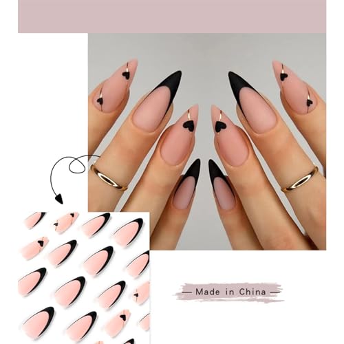 24Pcs Halloween Press on Nails Long Square Fake Nails Cute Ghost Pumpkin Crow Castle Full Cover Bats False Nails with Stars Circle Matte Designs Glue on Nails for Women Girls Nail Art Decoration