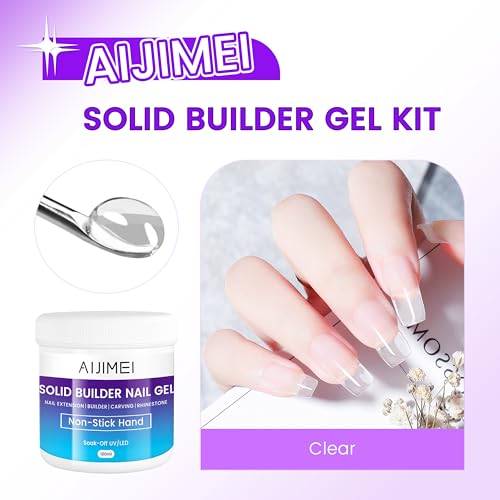 AIJIMEI Clear Solid Builder Gel for Nail Extensions & Strengthening, 100g