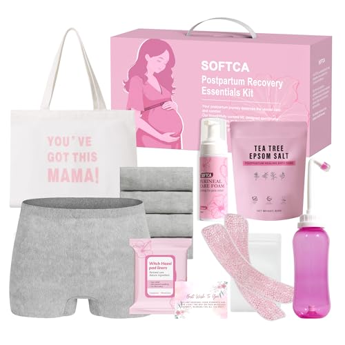 Postpartum Recovery Kit with Peri Bottle, Cooling Pads & Bath Salts