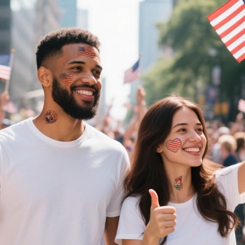 Patriotic Temporary Tattoos USA Flag Waterproof 4th of July