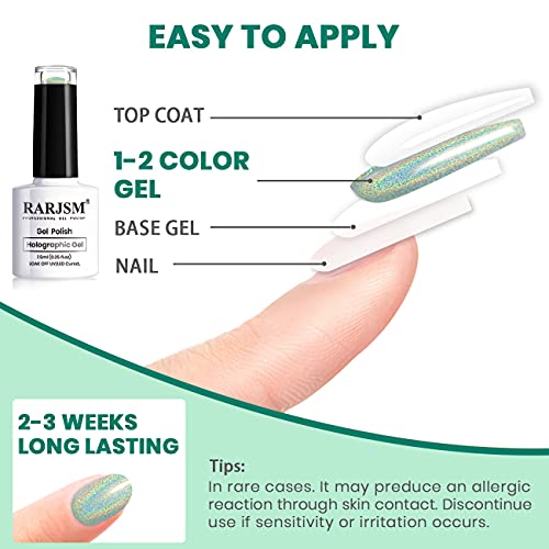 RARJSM Holographic Gel Nail Polish Set - 6PCS Turquoise Green