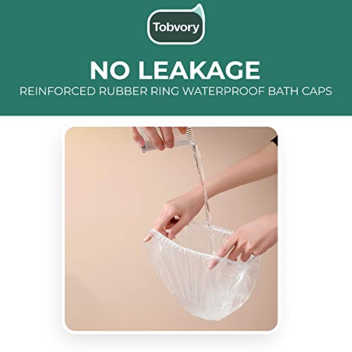 Tobvory Disposable Shower Caps 100 Pack - Waterproof Hair Protection