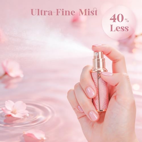 FOVAVA Pink 5ml Leather Travel Perfume Atomizer - Leak-Proof Refillable Mini Bottle