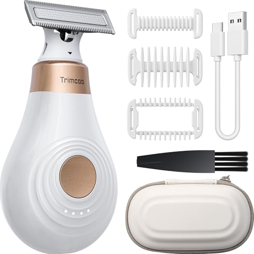 2026 NEW Bikini Trimmer for Women - Small But Powerful Electric Razors, Intimate Pubic Hair/Lady Facial Painless Removal, USB-C Cordless Body Shaver for Trip, Replaceable Wet/Dry Blade, White