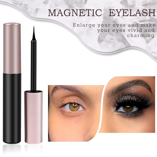 20 Kinds of 3D 5D Magnetic Eyelash Kit with Different Density, Magnetic Eyelashes with 4 Eyelash Glue and 2 Tweezers, for Women and Girls Natural Look No Glue Needed