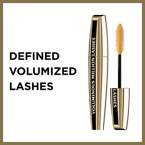L¡¯Oreal Paris Makeup Voluminous Million Lashes Mascara, Volumizing Collagen Infused Eye Makeup, Amplifying Mascara Brush, Washable, Blackest Black, 0.3 Fl Oz., 1 Count