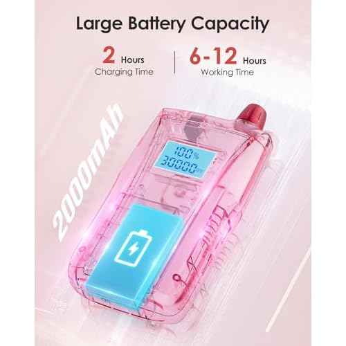 Beloving Portable Nail Drill Machine,30000RPM Rechargeable Electric Nail File Professional with Speed Display,Sanding Bands and Bits,Efile for Acrylic Dip Gel Nails Manicure Pedicure Home Salon Use