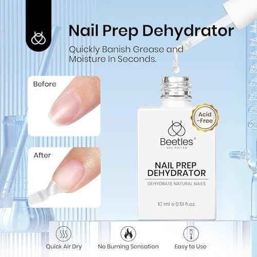 Beetles 3Pcs Gel Nail Glue Nail Dehydrator and Primer, Professional Nail Prep Acid-Free Hema-Free Dehydrate Bond Primer 9 in 1 Gel Glue Kit for Press On Nails Nail Tips Nail Extension Gifts for Women
