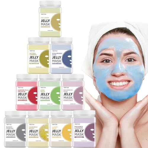 YMEYFAN Jelly Mask for Facials, Jelly Mask Powder Bulk Wholesale for Esthetician Supplies Professional Beauty Salon Spa Facial Mask Vajacial, Face Masks Skincare Big Set (10 Jar, 500g/17.6oz)