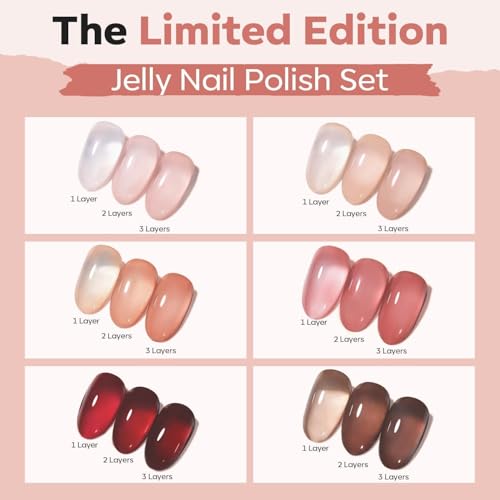 Modelones Quick Dry Nail Polish Set, 6 Colors Jelly Nude