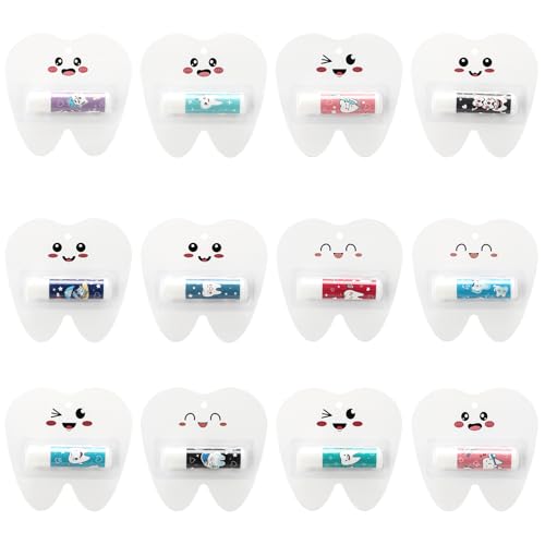 Leelosp 24 Pack Dental Assistant Appreciation Gifts Lip Balm Bulk Teeth Themed Moisturizing Lip Balms Dental Hygiene Gifts for World Oral Health Day Nurse Doctor Staff Coworkers Hospital Office
