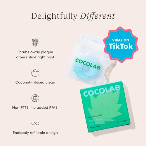 Cocofloss Woven Dental Floss by Cocolab, Mint, 33-yard Spool