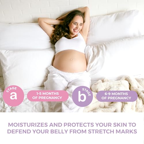 Leska Pregnancy Stages A & B Set | Belly Lotion, Belly Oil, Stretch Mark Defense Cream & Butter | Pregnant Mom Months 1-9 | Part of a Complete 3-Stage Pregnancy Skincare System (Set of 4, 4-4.93oz)