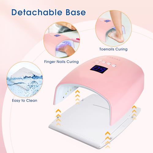 Cordless Nail Lamp, 48W Rechargeable Wireless UV Led Nail Lamp UV Gel Nail Light Nail Dryer with Auto Sensor, Professional Quick Dry Nail Curing Lamp for Salon & Home