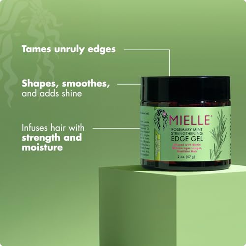 Mielle Organics Rosemary & Mint Edge Control Gel - Strong Hold, Biotin & Organic Oils, 2 Oz (Pack of 1)