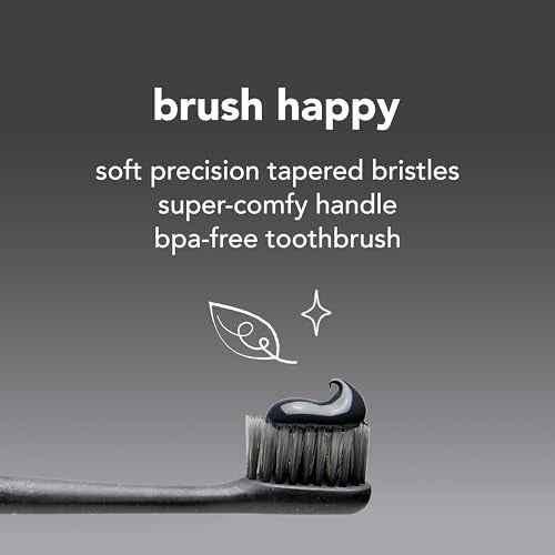 hello Soft Bristle Adult Charcoal Toothbrush Pack, BPA-Free Soft Toothbrushes with Charcoal Infused Bristles, Gentle on Gums and Teeth, Ergonomic Handle Made with Plant-Based Materials, Black, 4 Pack
