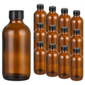 4oz Amber Glass Boston Round Bottles with Leak-Proof Lids - 24 Pack