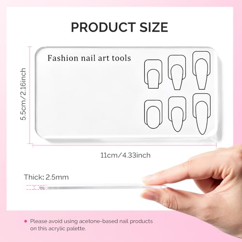 MelodySusie 2Pcs Nail Art Practice Palette with Spatula - Clear Acrylic Set
