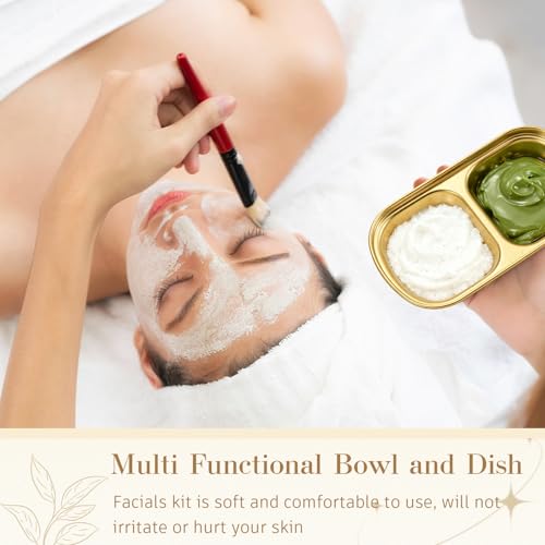 4 Pcs DIY Esthetician Bowls Face Mask Tray Esthetician Supplies Stainless Steel Compartment Serving Tray Women Skincare Products for Spa Salon Aesthetician Beauty, Nail Art(Gold,Small)