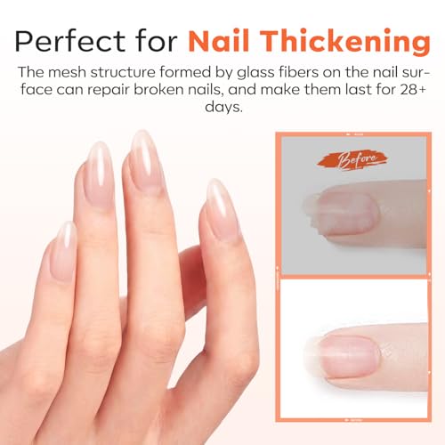Modelones Fiber Rubber Base Gel for Nails - 15ml Clear, Self-Leveling & Reinforcing
