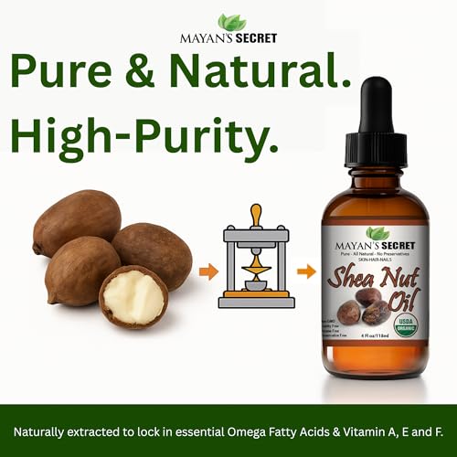 Mayan's Secret Shea Nut Oil USDA Certified Organic Natual Undiluted Cold Pressed for Skin Hair Lips and Nails