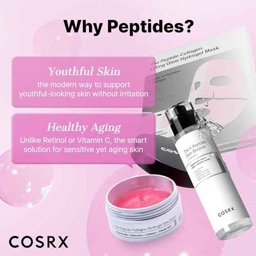 COSRX Pink Peptides Collagen Hydrogel Eye Patch for Puffy Eyes and Dark Circles, Under Eye Mask, 60 Under Eye Patches, Korean Skin Care, Stocking stuffers for women