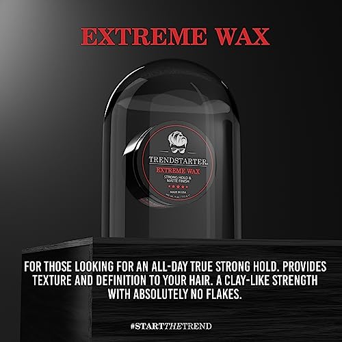 TRENDSTARTER - EXTREME WAX (4oz) - Strong Hold - Matte Finish - Premium Water Based Flake-Free Hair Wax for All Hair Types - All-Day Hold Hair Styling Pomade