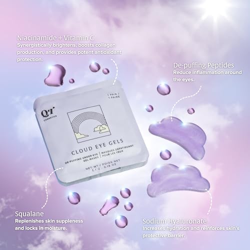 QT Cosmetics Cloud Eye Gels (5 Pairs) - De-puffing, Hydrating, Brightening, & Soothing Under Eye Masks with Peptides, Niacinamide, Vitamin C, & Squalane For Dark Circles, Puffy, Tired Eyes