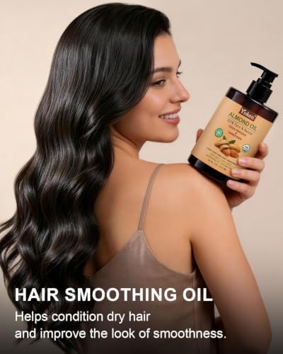 Yoken Organic Almond Oil 16 oz - 100% Pure Cold Pressed Moisturizer
