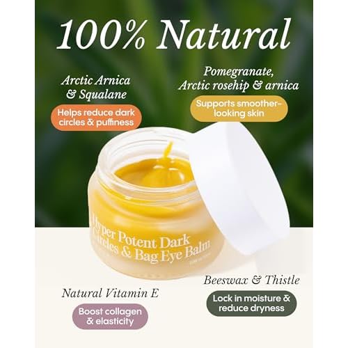 FR¨ªYA Organics Hyper Potent Dark Circles & Eye Bag Balm | Nourishing Formula with Arctic Arnica, Pomegranate & Rosehip | Water-Free Beeswax Treatment for Smoother, Refreshed Eyes | 15ml