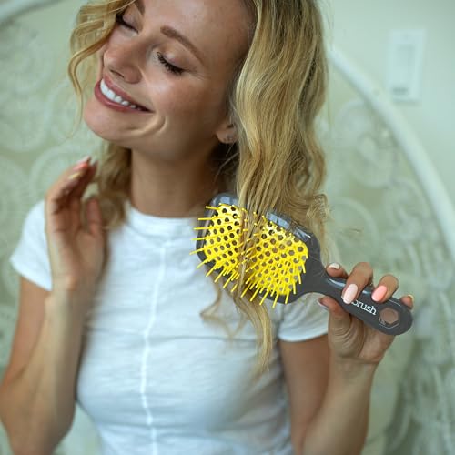 FHI Heat UNbrush Detangling Brush for Pain-Free Brushing on All Wet or Dry Hair Types — Durable DuoFlex Anti-Static Bristles, Lightweight Handle, Vented Hair Brush, Sun Ceremony