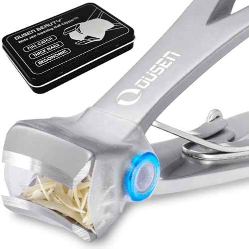 Nail Clippers with Full Catcher, Professional Anti Splash Nail Clipper for Men & Women, Wide Jaw Toenail Clippers for Seniors Thick Nails, Adult Toe Nail Clipper Fingernail Cutter Catch All Clippings