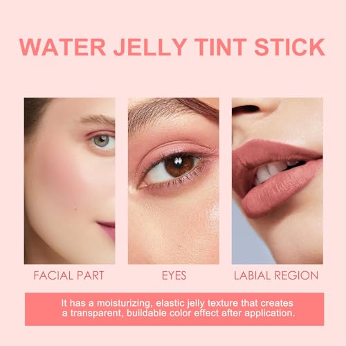 Milk Jelly Blush Stick, Lip and Cheek Makeup Cooling Water Jelly Tint,Vegan & Cruelty Free. (Red)