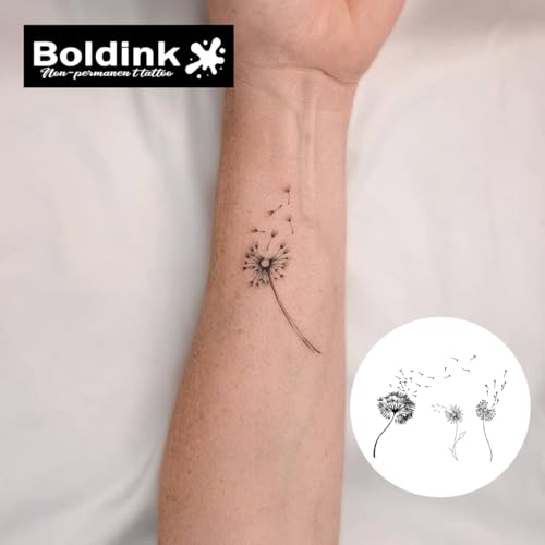 Temporary Tattoos,Semi Permanent Tattoos,15 Days Long Lasting Tattoo Stickers,Waterproof and Anti-reflective,Unique Design(Dandelion)