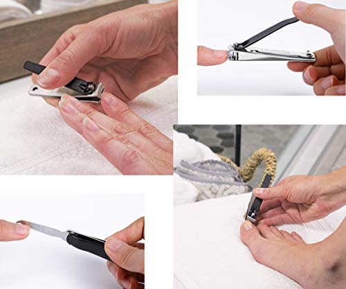 Large Nail Clippers Set - Curved Fingernail & Toenail Clippers with Nail File