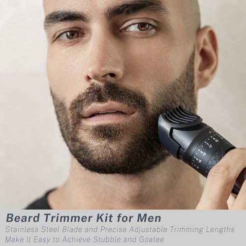 Beard Trimmer for Men, All-in-One Professional Hair Clippers and Foil Shavers Set with Nose Body Hair Trimmers, Precision Dial Adjustable 20 Settings, IPX7 Waterproof Wet and Dry, USB-C Charge Base