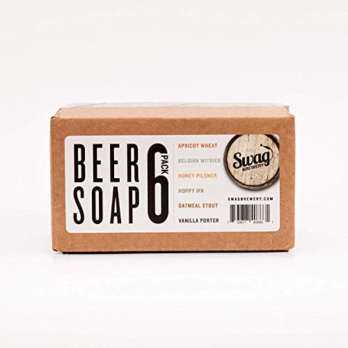 BEER SOAP 6-PACK - All Natural + Made in USA - Actually Smells Good! Perfect Craft Beer Gift Set for Beer Lovers, Guy Gift, Man Cave Gift, Drinking Gift