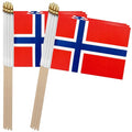 Norway Stick Flags - Mini Hand Held 5.5x8 Inch, 12 Pack