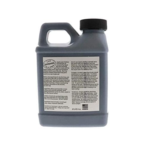Black 8 Oz - Liquid Latex Body Paint, Ammonia Free No Odor, Easy On and Off, Cosplay Makeup, Creates Professional Monster, Zombie Arts