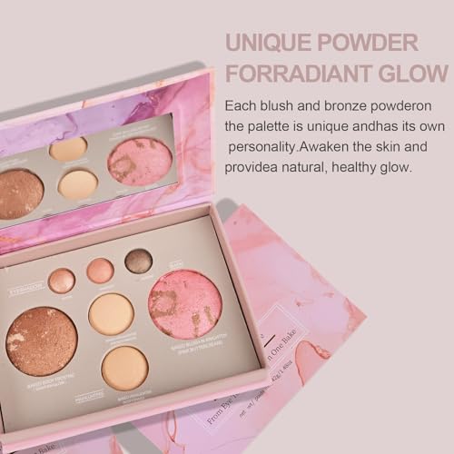 Baked Makeup Palette with Bronzer, Highlighter & Blush