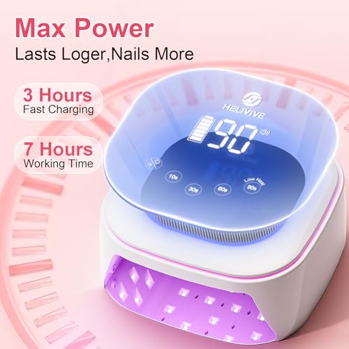 80W Cordless UV LED Nail Lamp with 4 Timers & Ambient Light