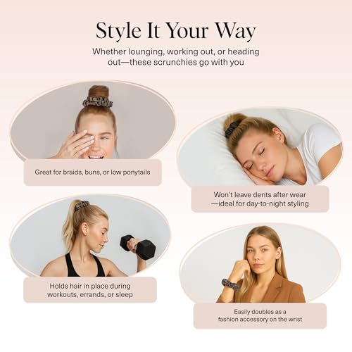 Kitsch Ultra-Petite Satin Hair Scrunchies, Eucalyptus, 6-Pack - No Crease