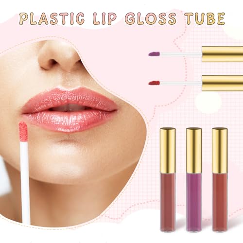 20Pc 10ml Clear Lip Gloss Tubes with Gold Caps - Empty Refillable